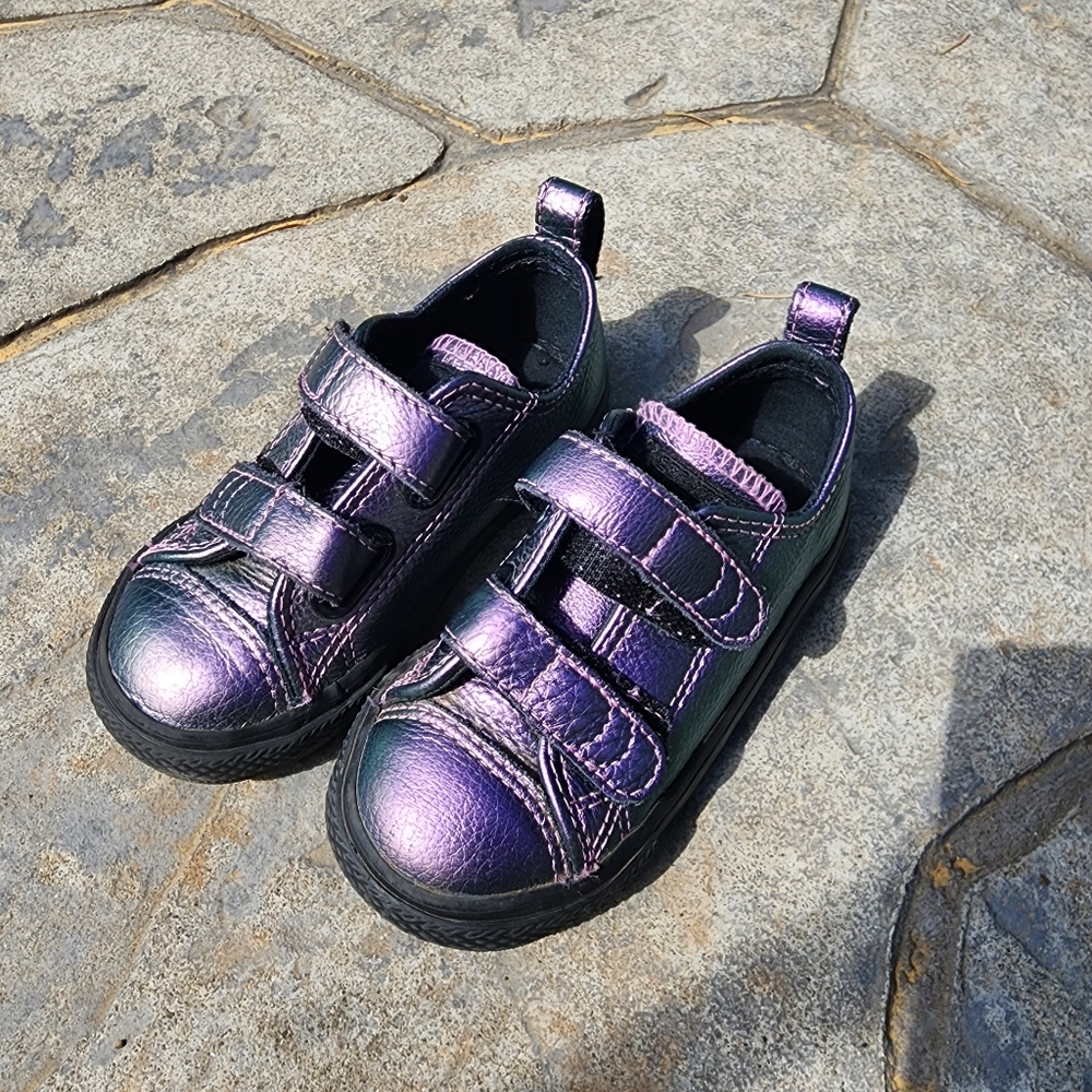 Converse Purple-Black Iridescent Velcro Shoes - Toddler Size 7